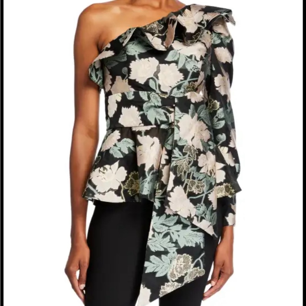Mestizo New York Micaela Floral Jacquard One-Shoulder Ruffle Top